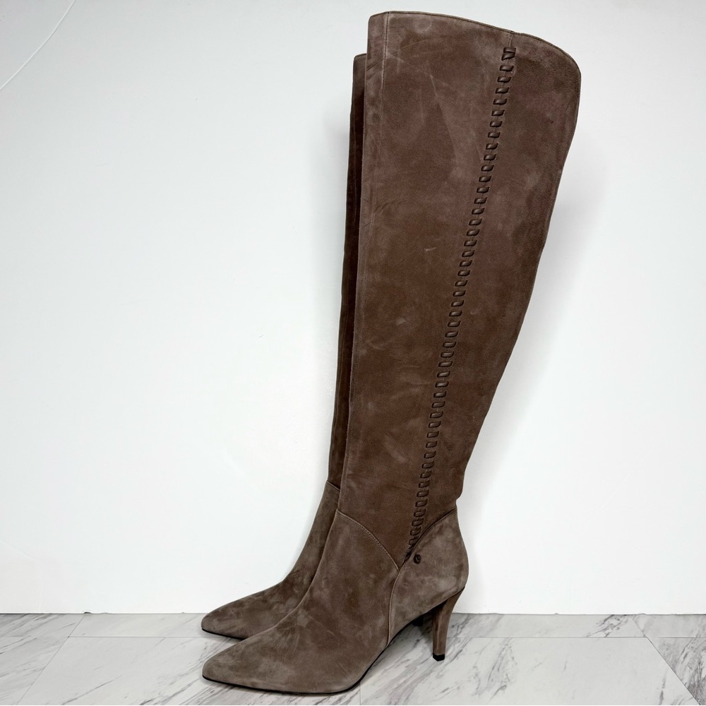 Vince Camuto Seselti Gray Suede Pointy Toe Tall Boot 8 1/2 M